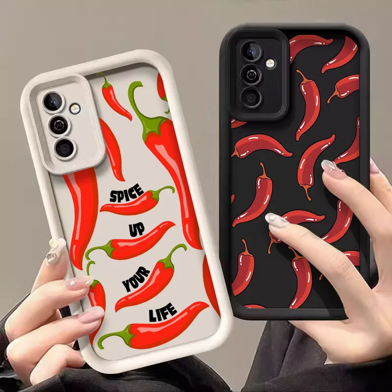 Creative Red Chili Pepper Printed Phone Case for Samsung Galaxy S26 S25 Ultra S24 FE S23+ S22 S21 Plus S25+ S26+ S24+ Soft Cover