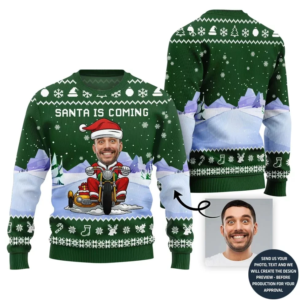 تخصيص صورتك ثلاثية الأبعاد طباعة سترة عيد الميلاد القبيحة لتقوم بها بنفسك بلوفرات الوجه صورة مضحكة البلوز شخصية هدايا عيد الميلاد لاعبا #1