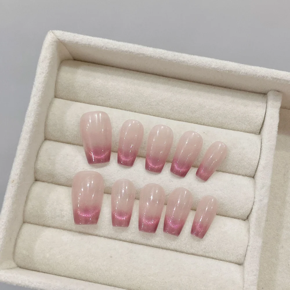 Handmade Almond Press on Nails Simple Gradient Reusbale Fake Nails Artifical Acrylic Nail Tips Art Manicure Desired Life Store