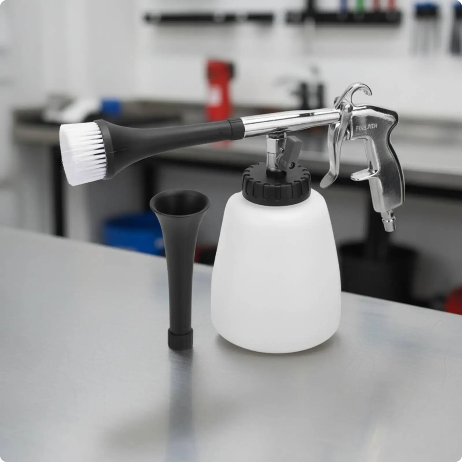 Multi Angle Pneumatic Detailing with Flexible Internal Tube and Brush Attachment for Car Interior Cleaning and Engine