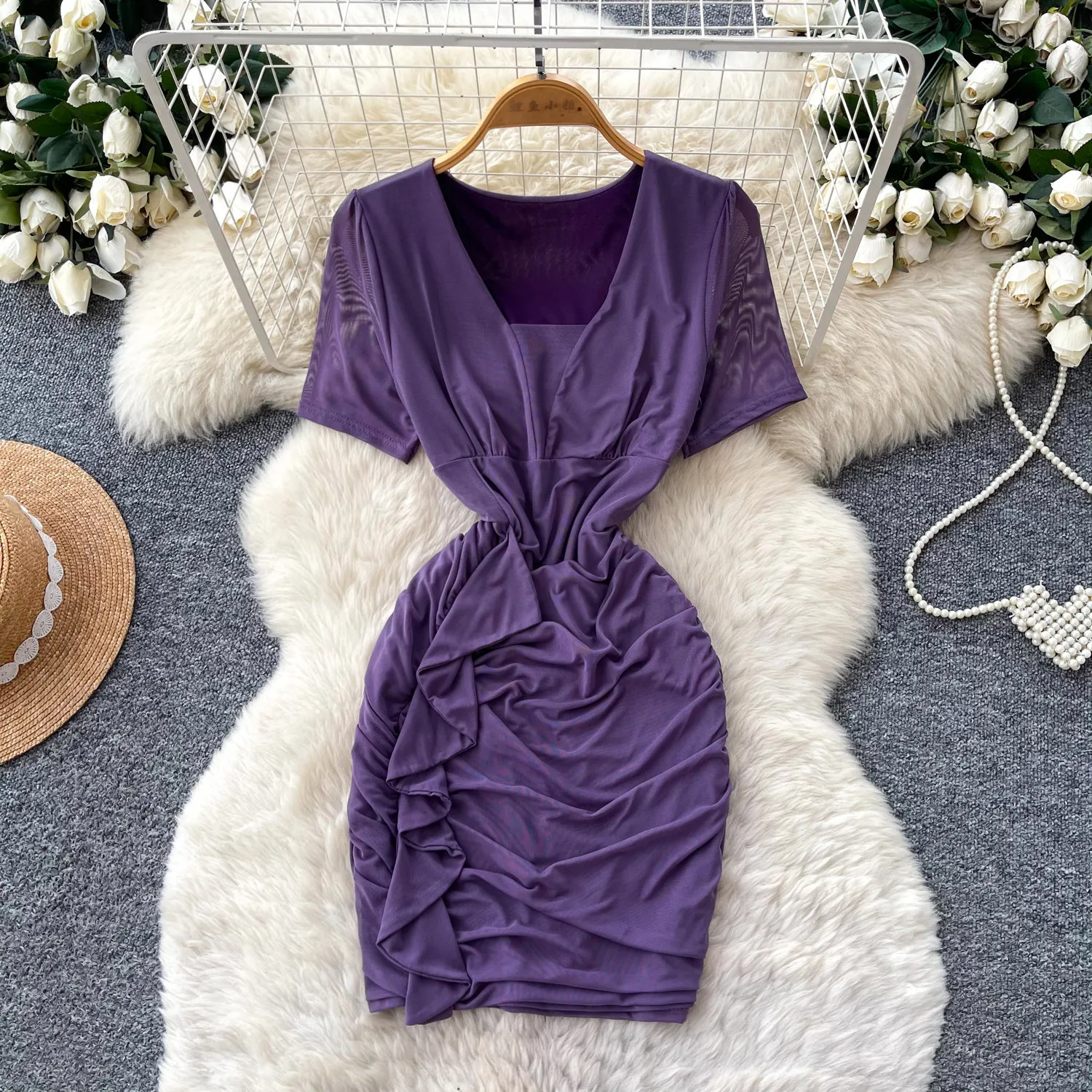فستان نسائي قصير مثير بتصميم Y - مراجعة Wrap Dress Work وسعره