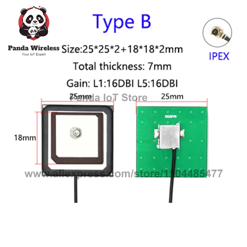 Active High-Precision Positioning Ceramic Antenna GPS+BD GNSS Built-in AntennaL1 L5 Dual Band U.FL SMA-J/ange 28DBI High Gain