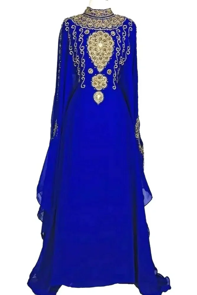 

Blue Moroccan African Women's Dress Large Event Performance Clothing