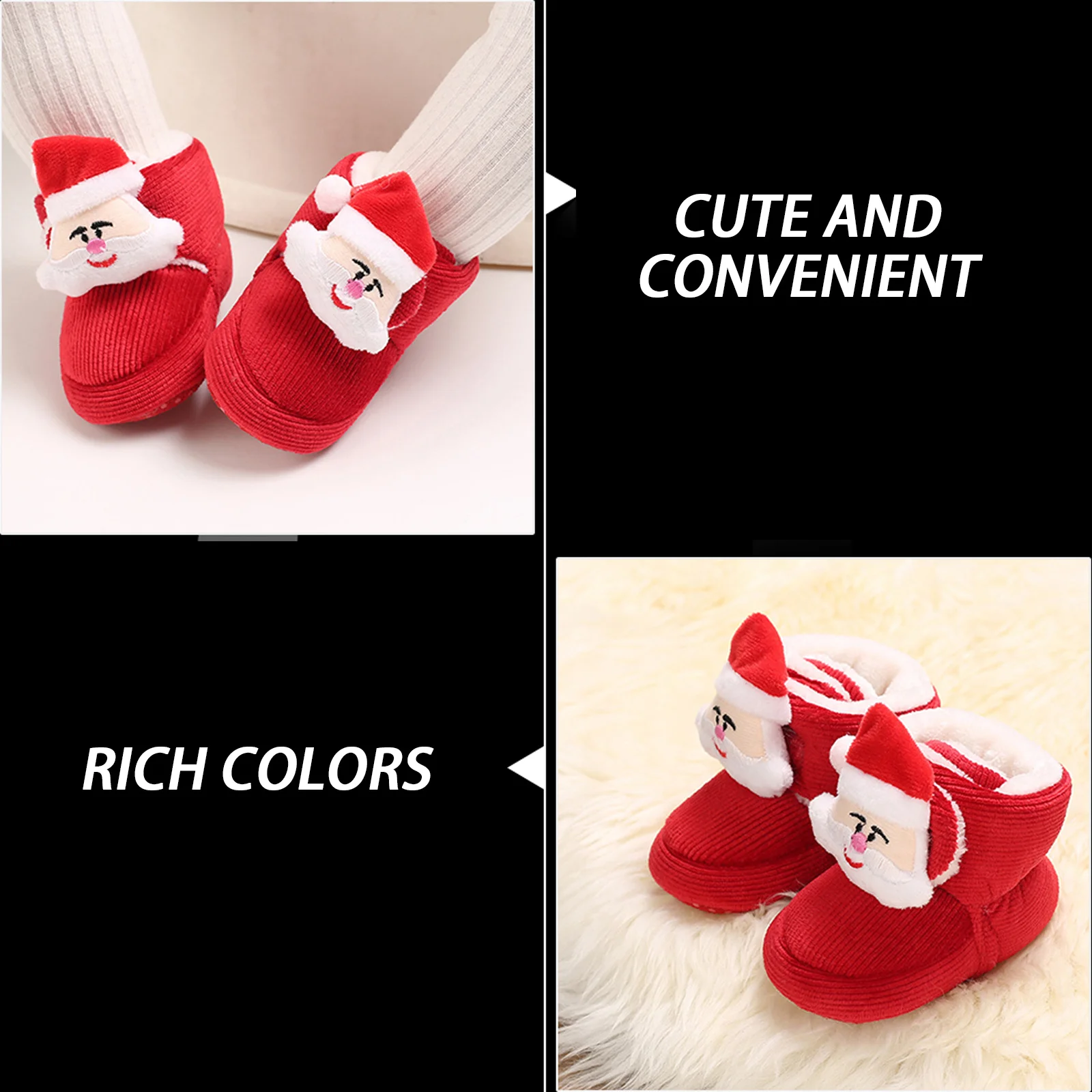 

1Pair Baby Cotton Booties Santa Claus Design Warm Infant Shoes Non Slip Toddler Footwear Xmas Crib Socks Soft Prewalker Walking