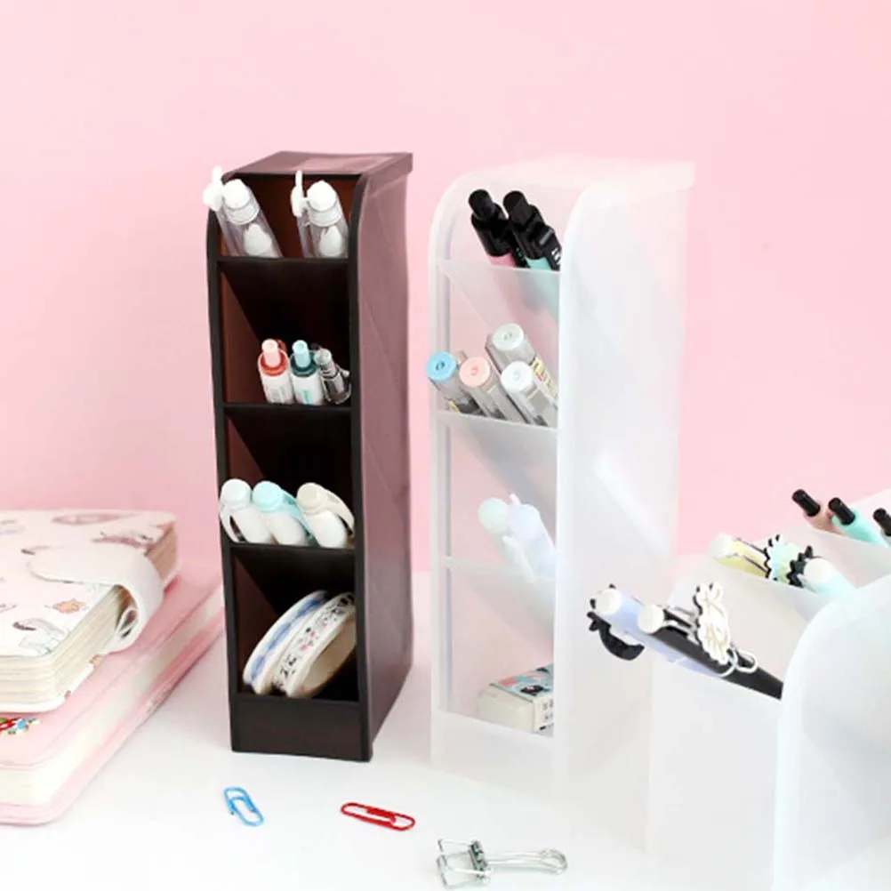 

3 Pcs Flat Tabletop Organizer Diagonal Insertion White Stationery Case