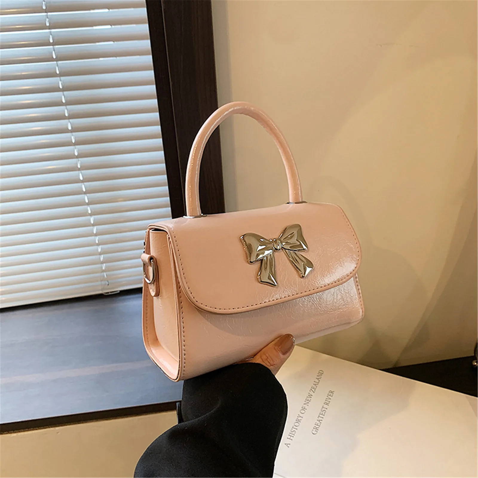 New Korean Fashion Women\'s Tote Handbags Summer Pink Bowknot Female Shoulder Crossbody Bags Trendy Sweet Girl\'s Small Square Bag