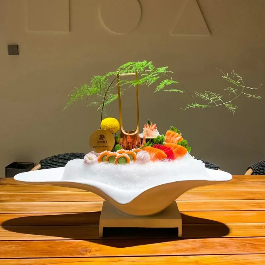 DSA salmon plate decorative resin plate ice  fish special plate seafood posture making dense commercial tableware