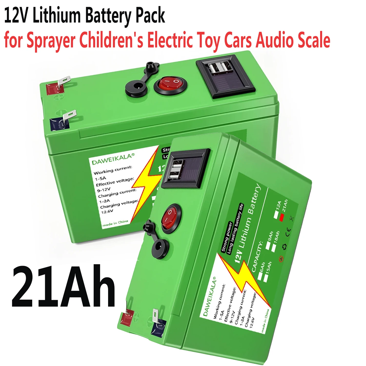 

12V 9Ah 21Ah USB lithium battery pack for spray children's electric car/audio/scale rechargeable large capacity battery