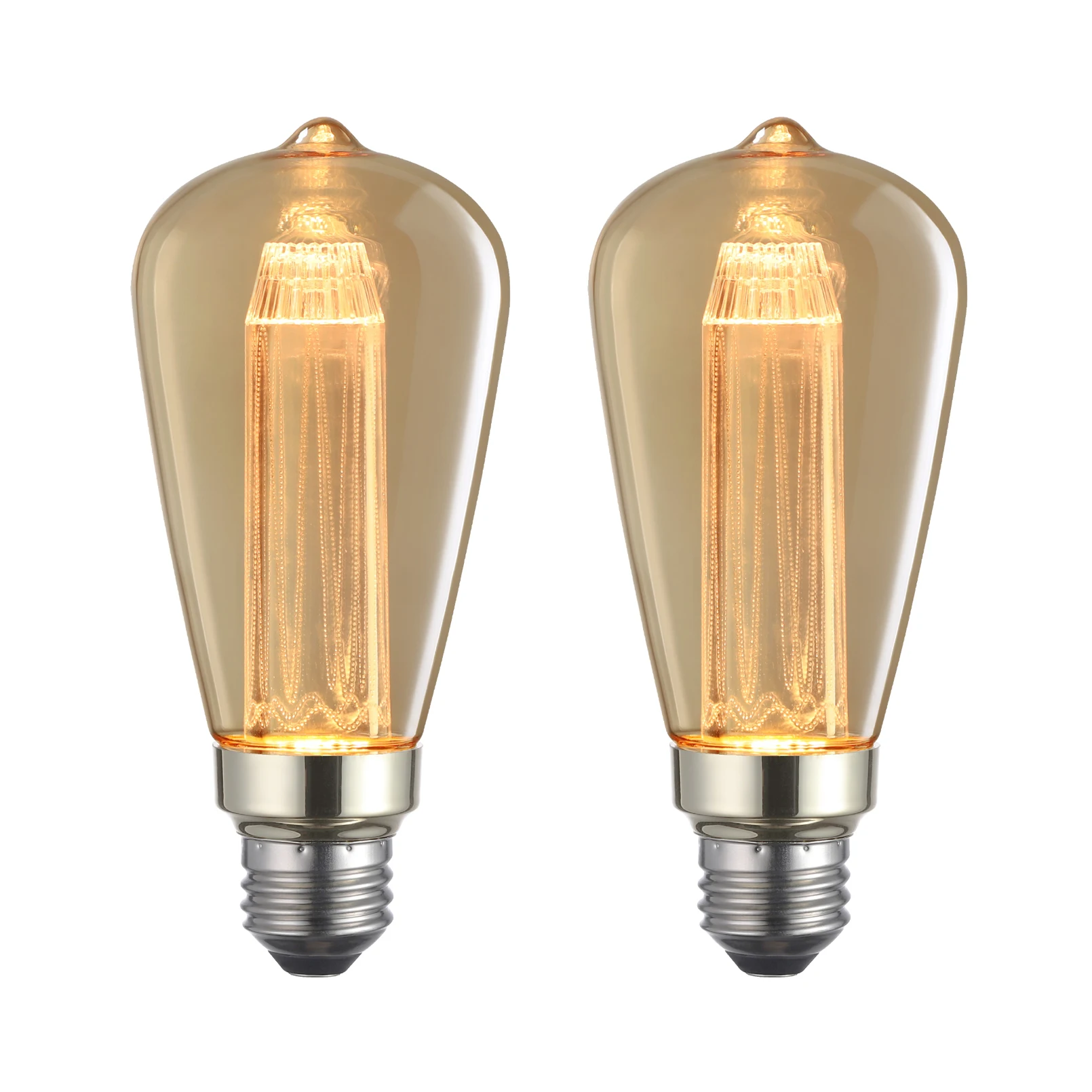 Vintage Edison Bulbs, Antique Decorative Light Bulbs for Pendant Light, Floor lamps, 2000K Soft Warm，2Pack 3W ST64 LED Dimmable