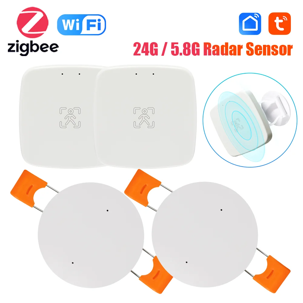 

Датчик присутствия человека Tuya Zigbee mmWave, радар-детектор с Wi-Fi, умный спасательный датчик движения с датчиком яркости/расстояния, беспроводной