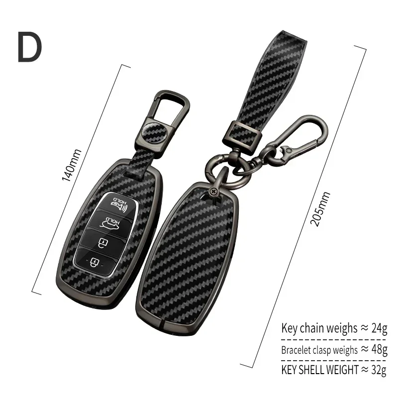 Zinc alloy Carbon Fiber Pattern Car Key Case for Hyundai Palisade Grandeur Azera Elantra GT Kona 2018 2019 Remote Fob Protector