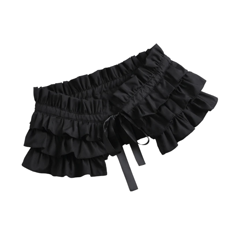 Women Gothic Ruffle False Collar Layered Pleated Shawl for Halloween and Cosplay K3KF