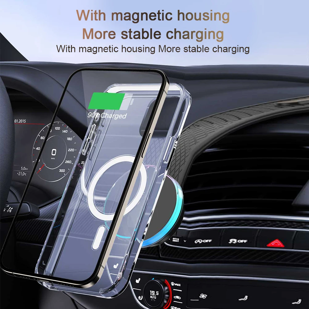 

Magnetic Car Wireless Charger Phone Stand Car Mount Charger Center Console/Dashboard Phone Holder for iPhone 15 14 13 12 Pro Max