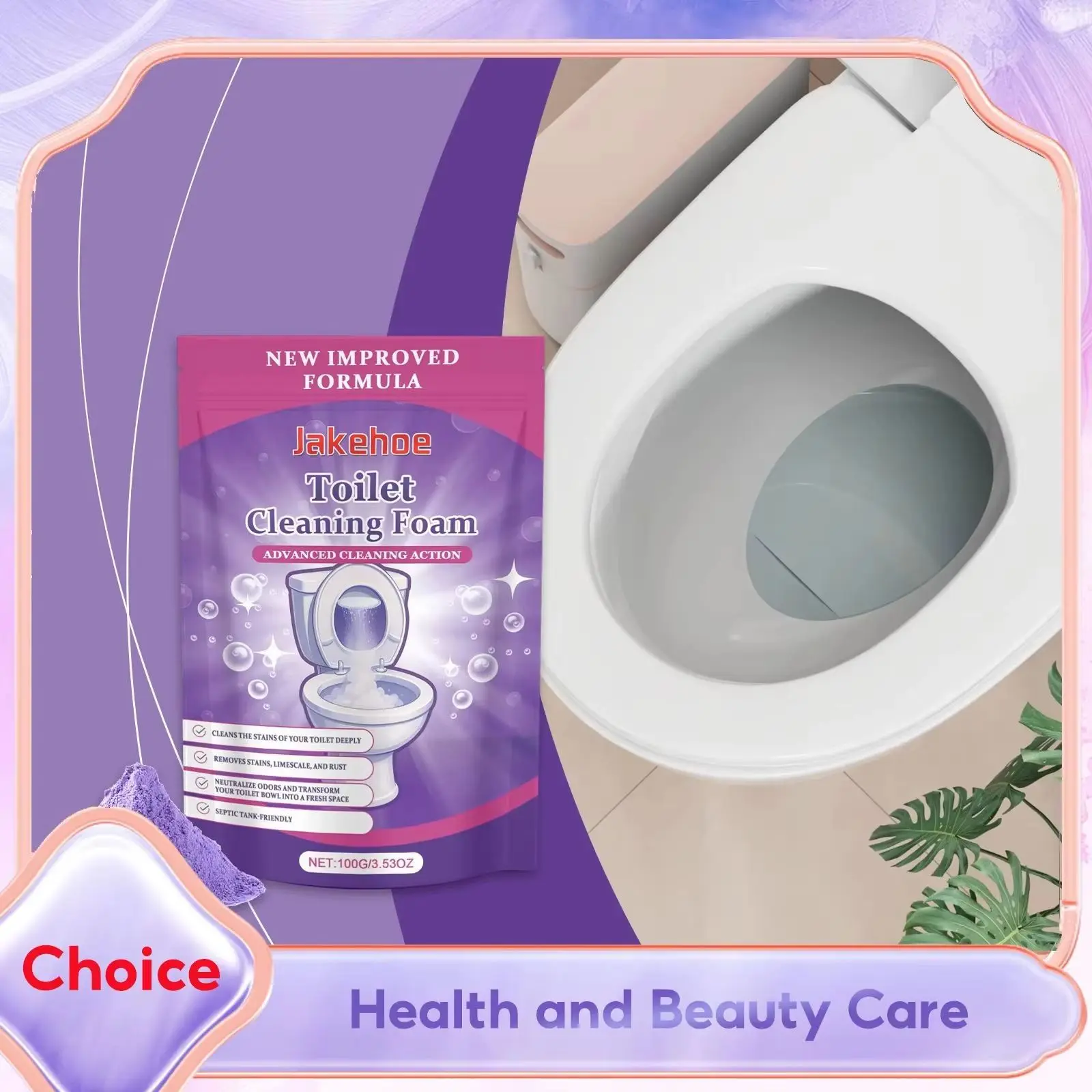 Limpiador de inodoros autoactivante, polvo milagroso en espuma, desincrustante profundo, quitamanchas para limpieza de inodoros, suministros de baño