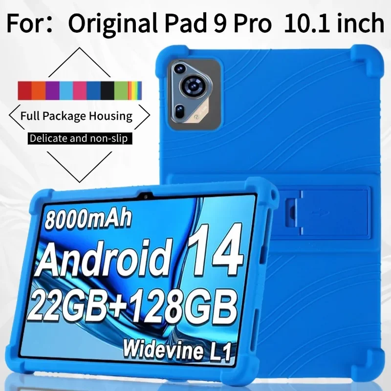 For Pad 9 Pro 10.1-inch Tablet Silicone Case Kid-friendly 4-corner Thick, shock-resistant, soft silicone with adjustable flaps
