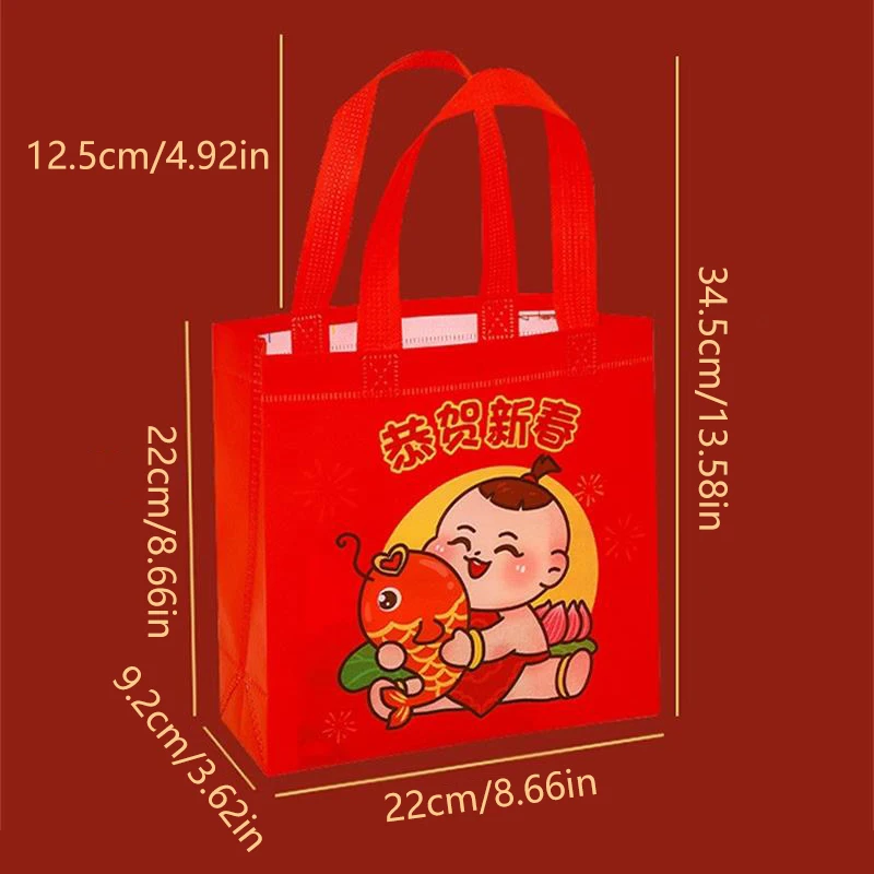 1Pc/2Pcs 2025 New Year Gifts Bags Candy Snacks Packaging Storage Bag Spring Festival Festive Lucky Handbags  Organizer Pouches