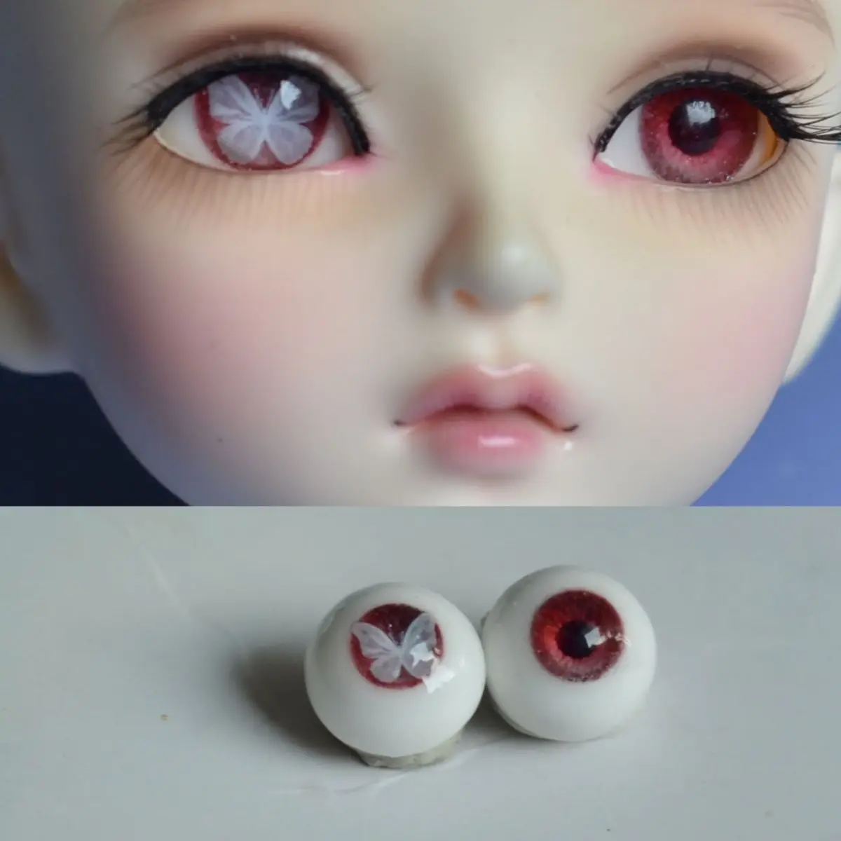 12/14/16/18mm Doll's Eyes for 1/3 1/4 1/6 Bjd Doll Plaster Eyeball Butterfly Pattern Girl Toys Dress Up Doll Accessories,No Doll