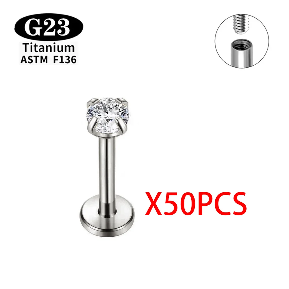 Großhandel 5/50/100 Stück ASTM F136 Titan Piercing Body Labret Nasenstecker Ohrring Tragus Helix Knorpel Conch Flatback Ohrläppchen