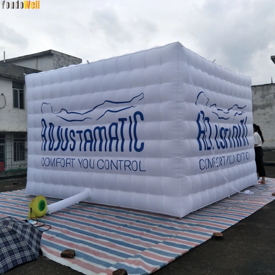 Barraca inflável do cubo do ar para eventos exteriores, hotel branco do casamento, casas do mel, exposição terminada, 3.9m x 3.9m x 2.7m