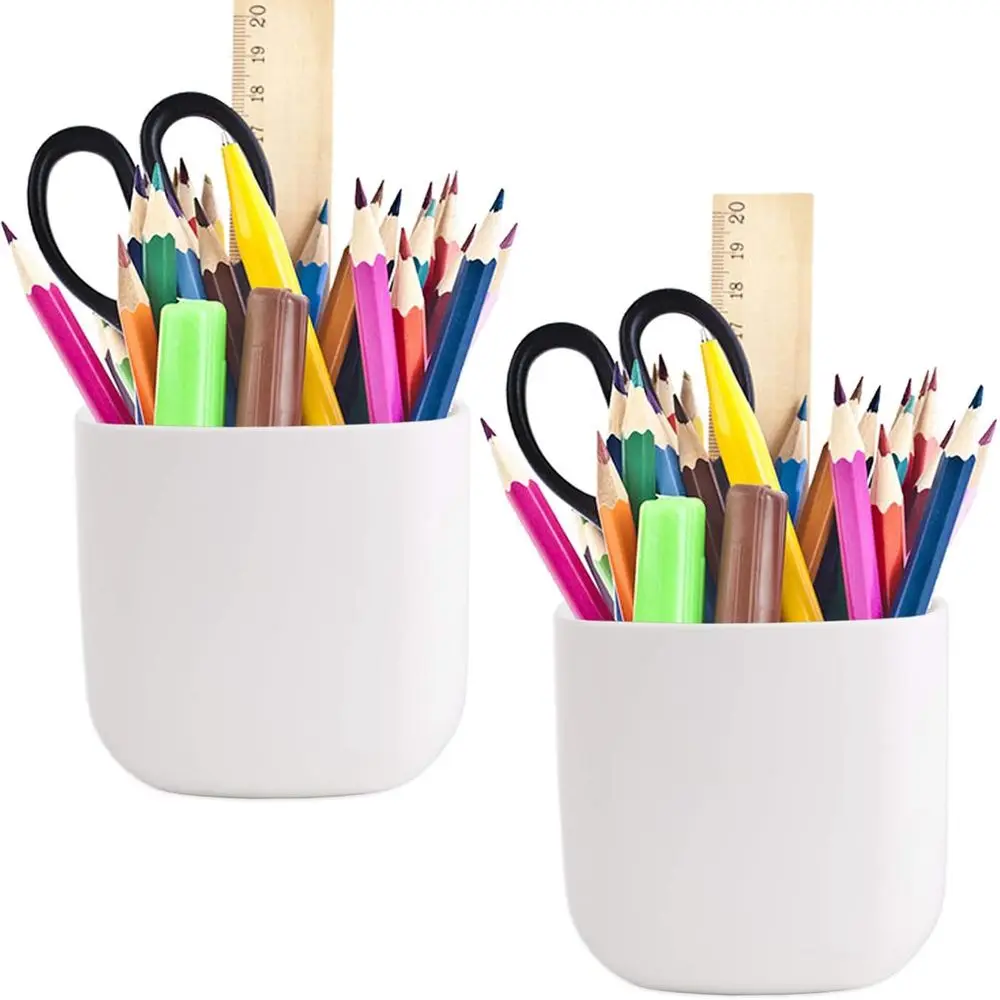 

Pencil Holder - Self-Adhesive Wall Mount Pen Cup, Marker Pot, Writing Utensil Storage Organizer, Locker, Whiteboard, Home and Of