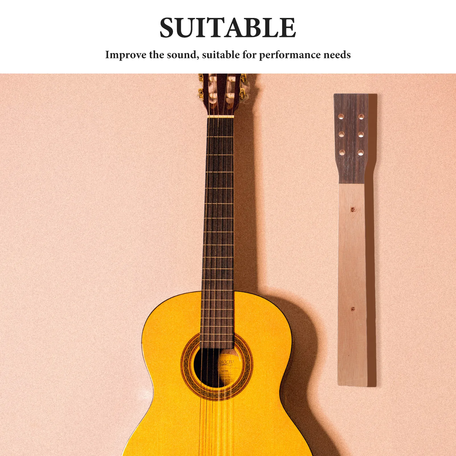 41 Inch Classical Guitar Neck Acoustic Replacement Part Wood Veneer Headstock High Precision Craftsmanship Intonation Accuracy