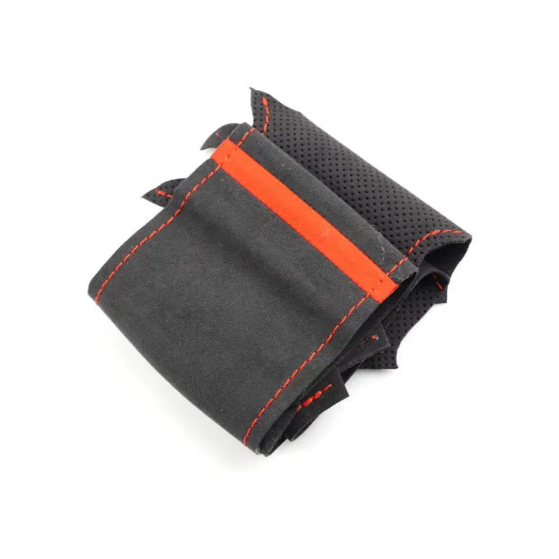 Hand-stitched Suede Leather red bar Car Steering Wheel Cover Trim For Audi A1 8X A3 8V S3 A4 B9 S4 A5 RS 3 4 5 SQ2 Q2 2016-2022