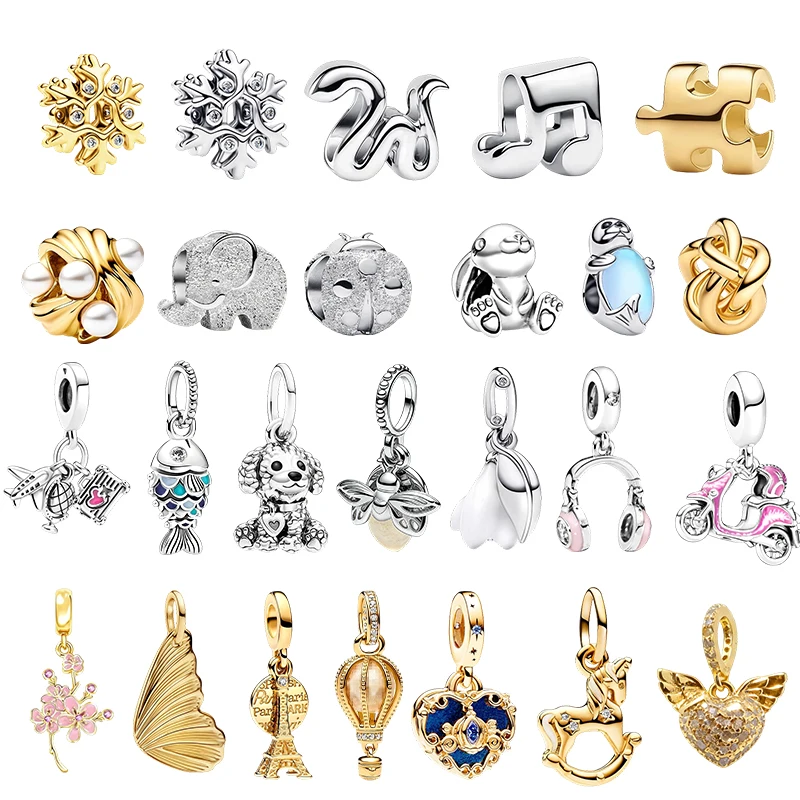 Original Charm Beads,Paris Eiffel Tower Lab-Grown Diamond Engravable Double Dangle Charm,Fit Pendant Bracelet Women Jewelry Gift