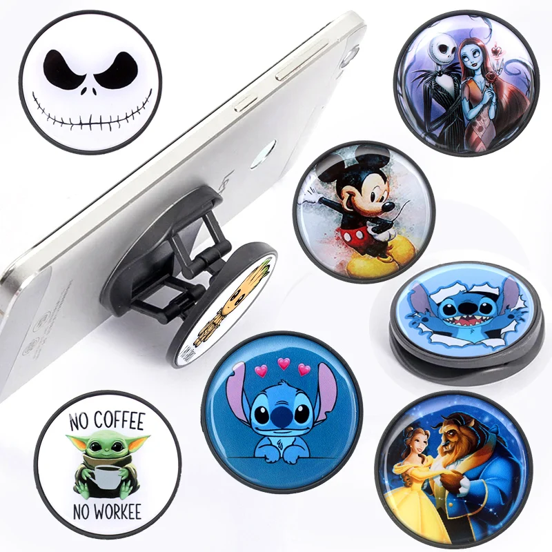 Cartoons Funny Stitch Mickey Friends Style Universal Folding Replicate Mobile Phone Holder Men And Women Finger Ring Holder