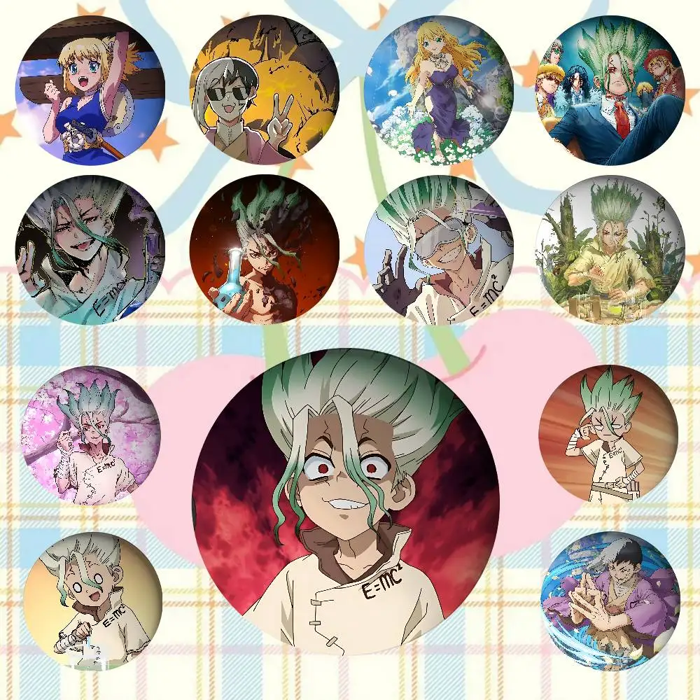 Anime D-Dr. Stone Badges Tinplate Soft Button Pin Brooch Metal Badge Custom Jewelry Accessories Hat Bag Lapel