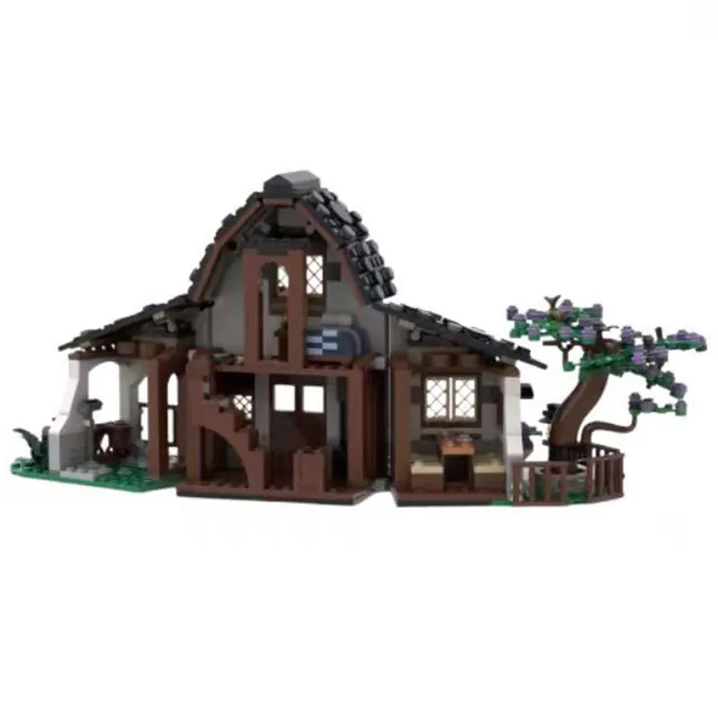 Spot MOC-221183 585pcs Medieval Cun House DIY Small Particle Assembly Building Blocks Educational Toy Model Gift Set Ornaments