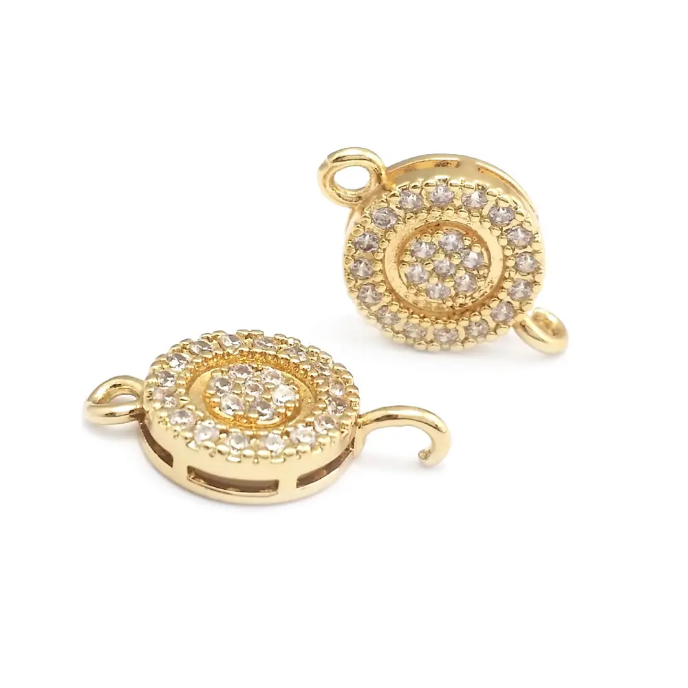 High Quality 18K Gold Color Brass and Zircon Geometric 2 Holes Connect Charms Pendants Jewelry Making Diy Findings Accessories