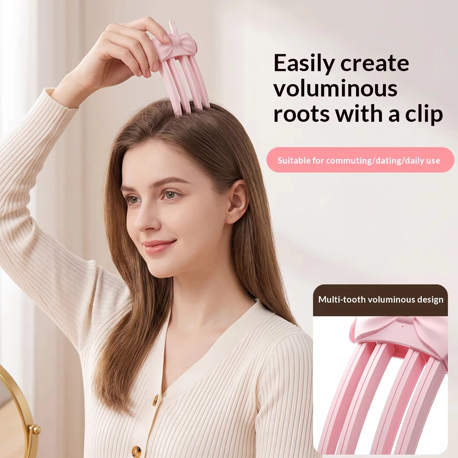 Wireless Heated Volumizing Root Lift Clip for Flat Fine Hair Portable Travel Crown Lifting Volumizer Styling Tool Comb ﻿