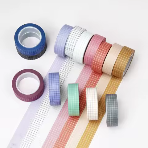 Card Lover 10M Solid Color Grid Washi Tape Masking Tape for Journal Scrapbooking Creative Stationery