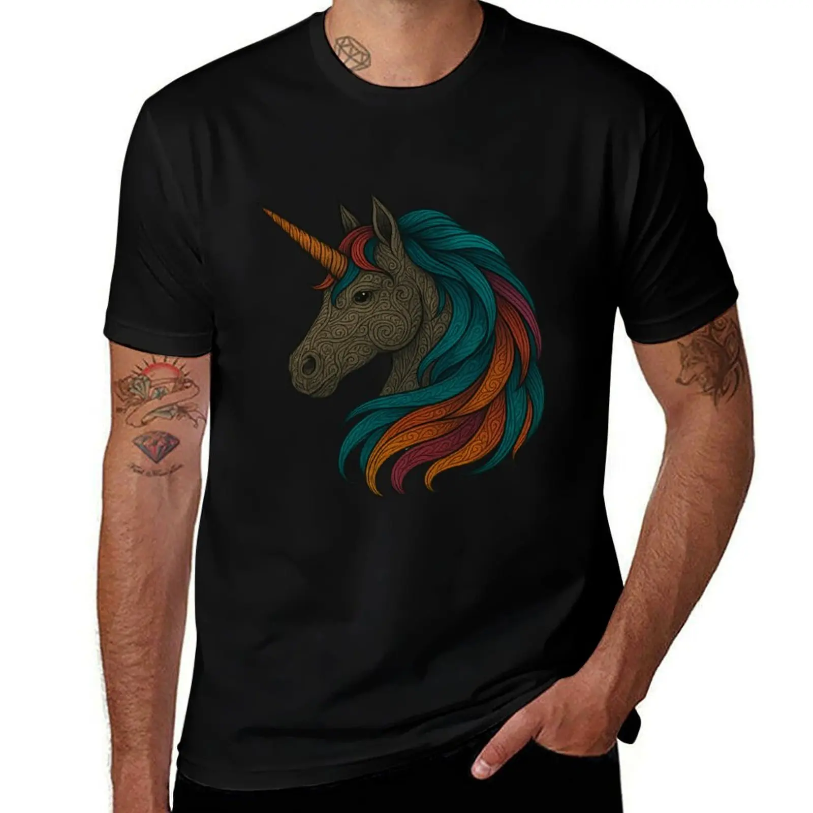 

Mystic Unicorn Head Illustration T-Shirt kawaii clothes Anime t-shirt affliction shirts vintage anime shirt men workout shirt