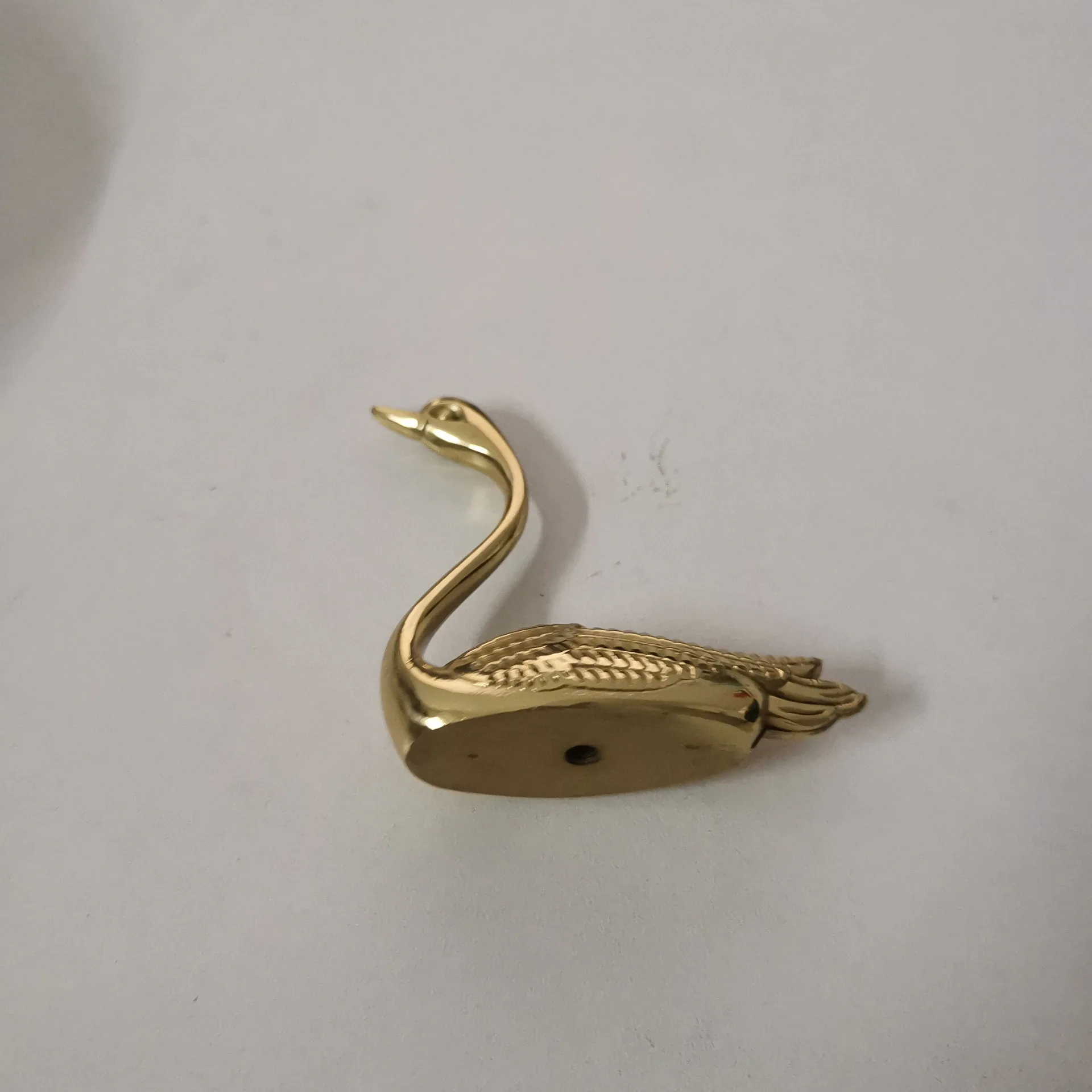 Elegant Animal Swan Light Luxury Handle Italian French Solid Brass Single Hole Cabinet Drawer Door Handle Wardrobe Drawer Handle