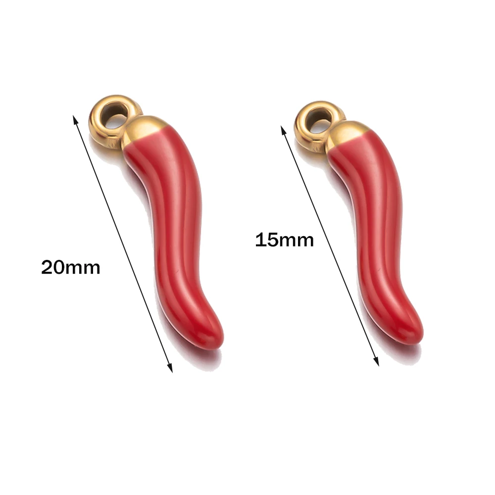 5pcs Stainless Steel Red Small Pepper Charms Cute Pendants For DIY Earring Bracelet Key Chains Necklace Jewelry Making Accessory image 2