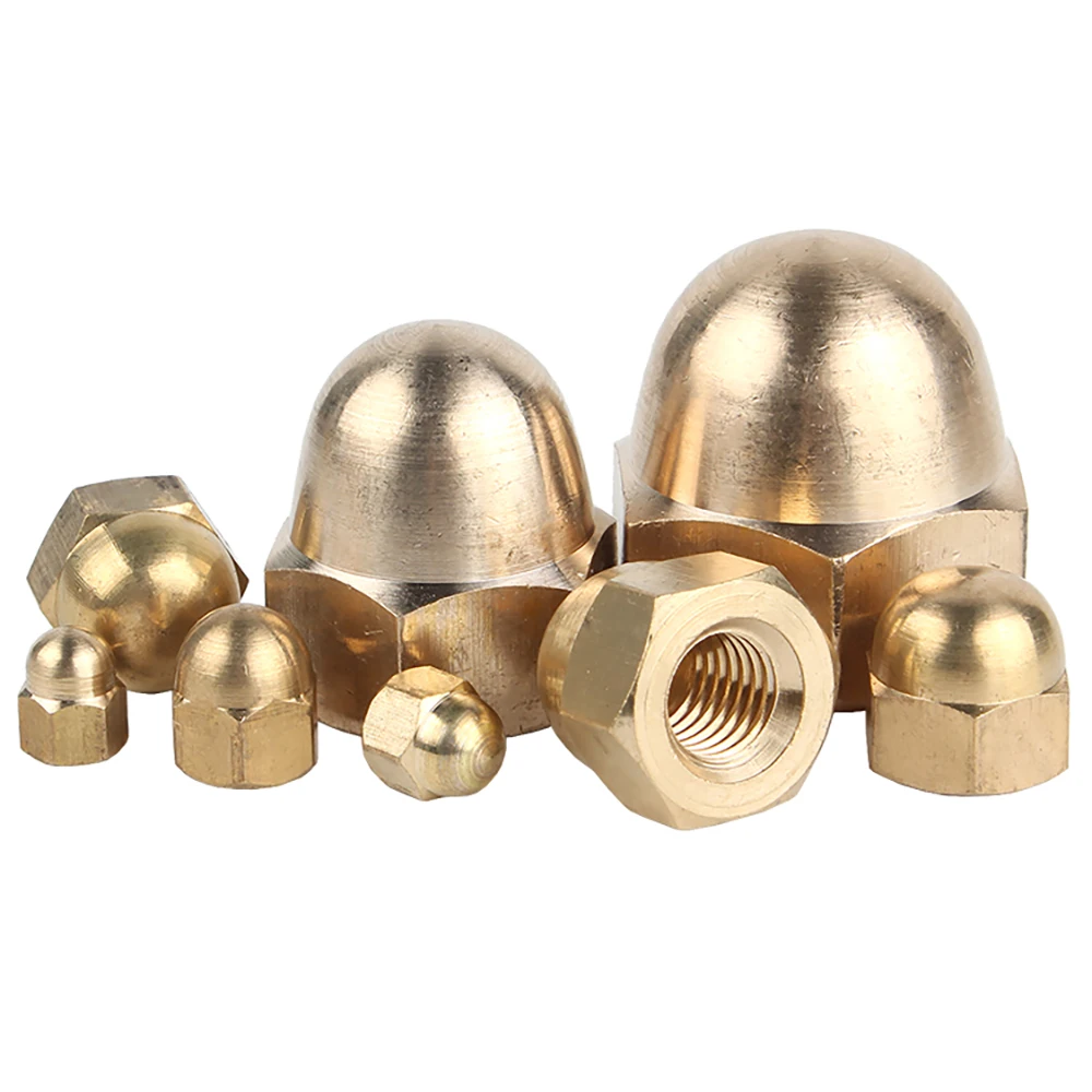 Weiyi Messing-Eichelmuttern DIN1587 M3 M4 M5 M6 M8 M10 M12 M14 M16 M18 M20 Messing-Kappen-Sechskantmuttern Dekorative Kuppelabdeckung Halbkreismuttern – Detail 5