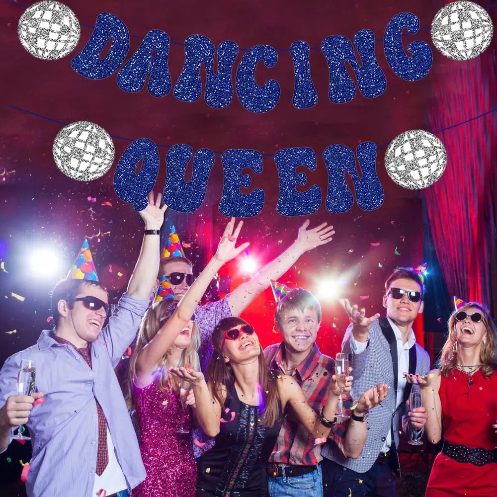 1 Set Dancing Queen Disco Bachelor Party Flag Laser Ball Decorative Banners Beautiful Single Night Planning Game Decoration