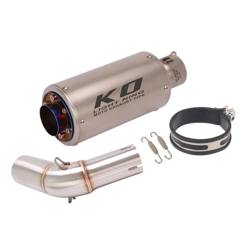 51mm Motorcycle Escape Silencer Mid Tube Connect Link Stainless Steel Exhaust System For SUZUKI DR300 HJ300 Any Year Slip On