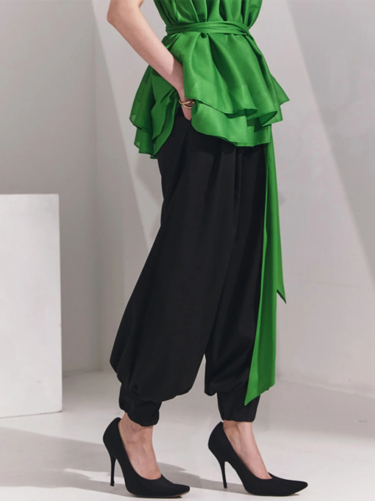 

Smart Queen 2026 Spring Summer New Korean Sle Dstring Lantern Pants Women Casual Nine Point Elastic Waist Trousers