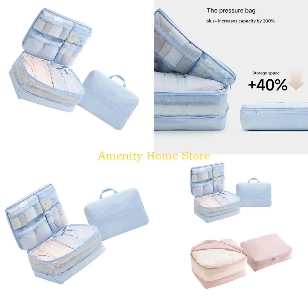 F26C Full Closure Clothing Storage Bag with View Panels and Carry Handle for Packing, Dorm and Home Clothing Sorting