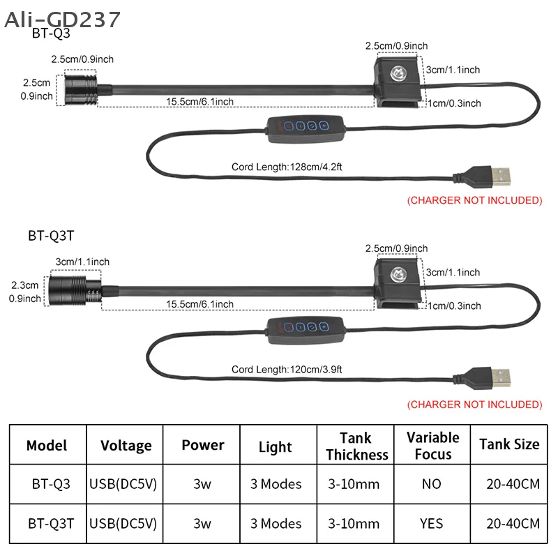 

USB Aquarium Light Lighting Plants Grow Light Super Slim LED 3W Aquatic Plant Lighting Waterproof Clip-on Lamp For Fish Tank