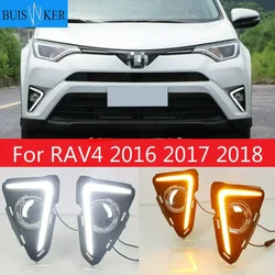 1 Set 12V ABS Car LED DRL luce di marcia diurna Led fendinebbia con T in esecuzione segnale giallo per RAV4 2016 2017 2018