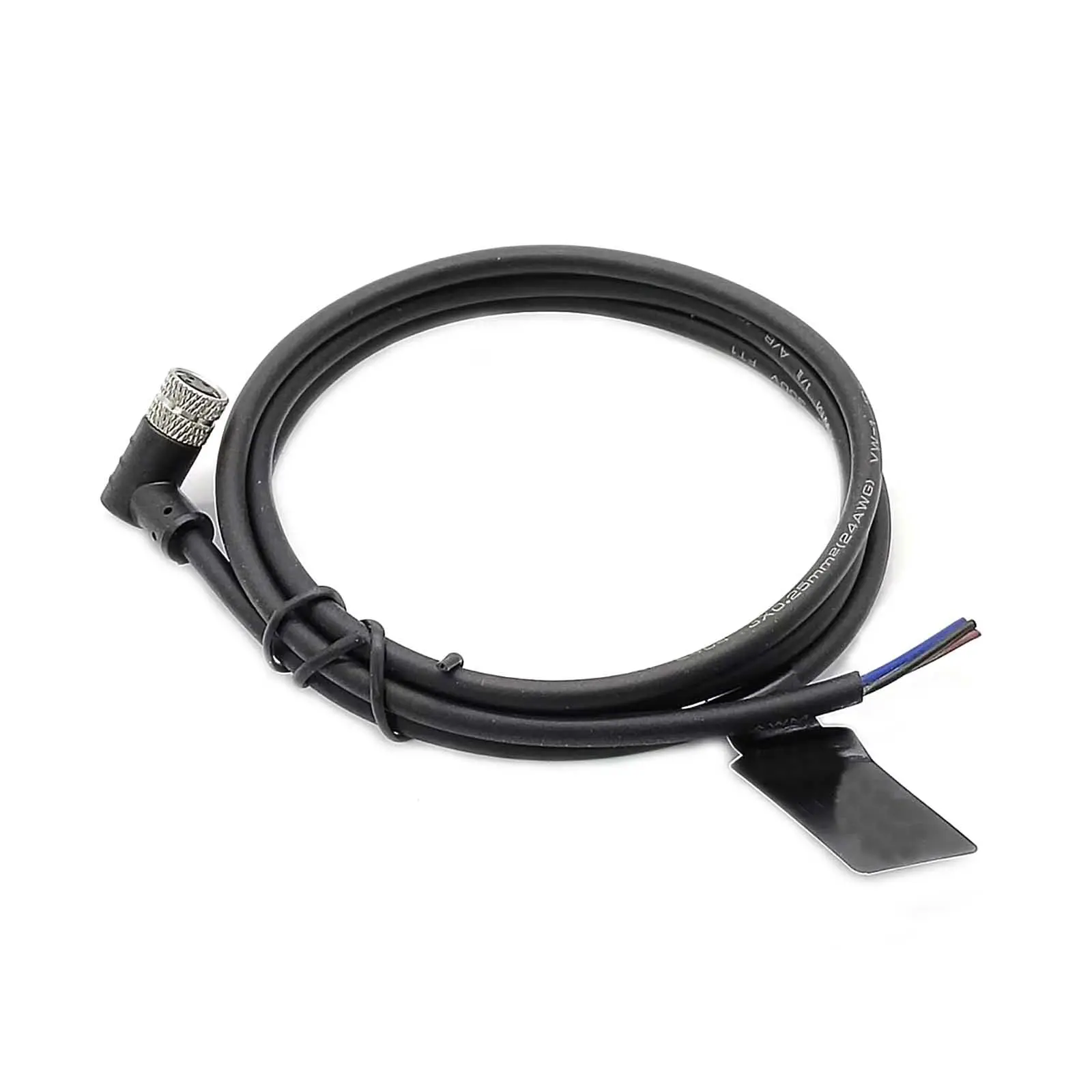 M8 Moding Cable Plug Waterproof IP67 Right Angle 3 Pin Female Plug With 1M 24AWG PUR Cable