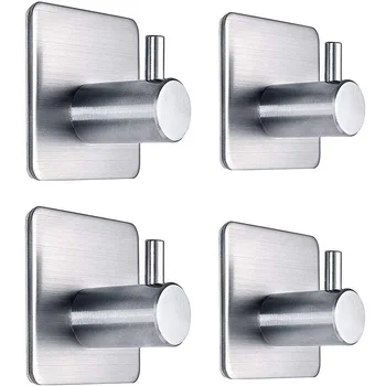 자체 접착식 후크 튼튼한 수건걸이, 5개 세트, 벽 자체 접착식 304 스테인레스 스틸, 드릴링 필요 없음, 방수