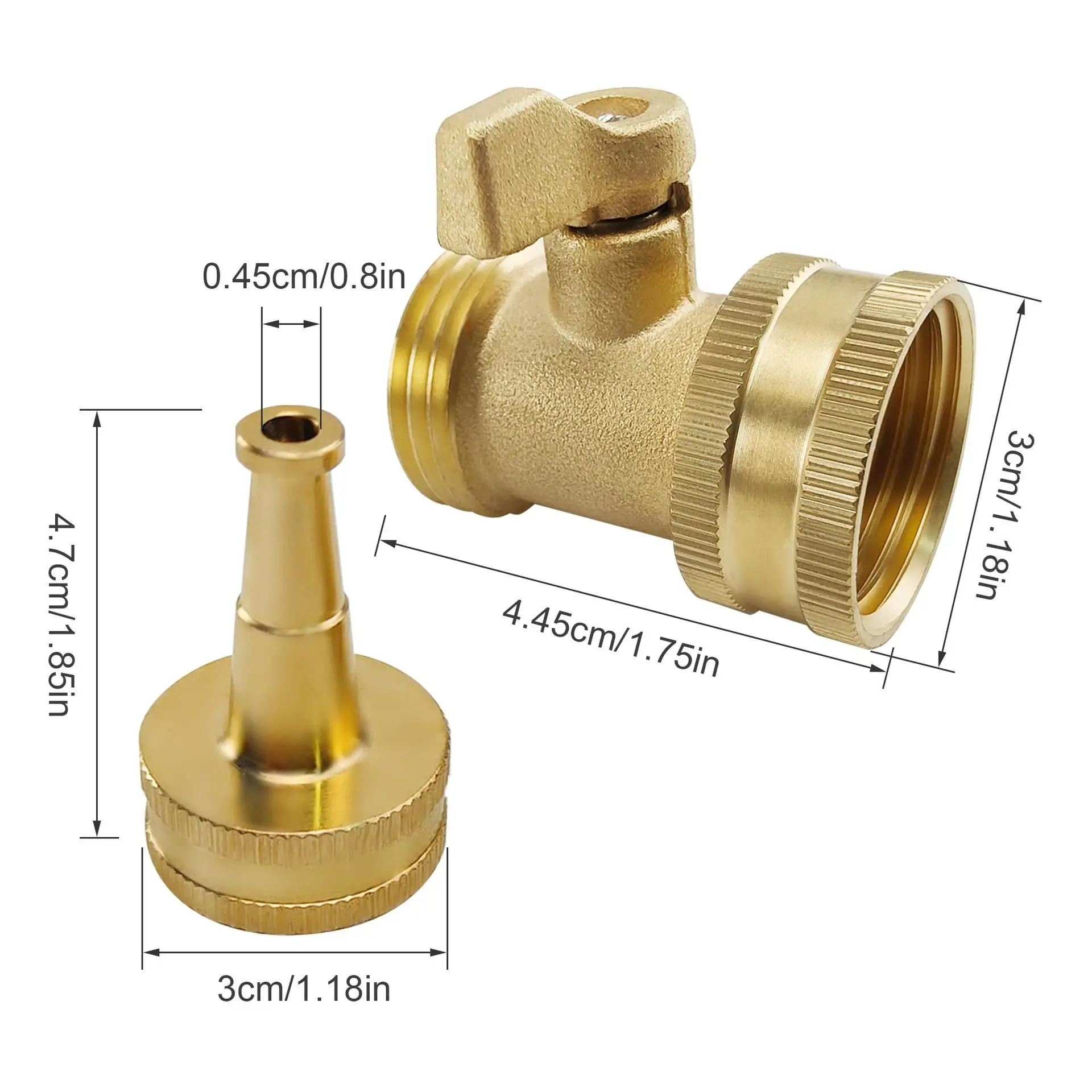 1Set Brass Garden Hose Nozzles - Durable Metal Lawn & Car Sprinkler With Standard US Thread Connector, Connectors For Easy Integ