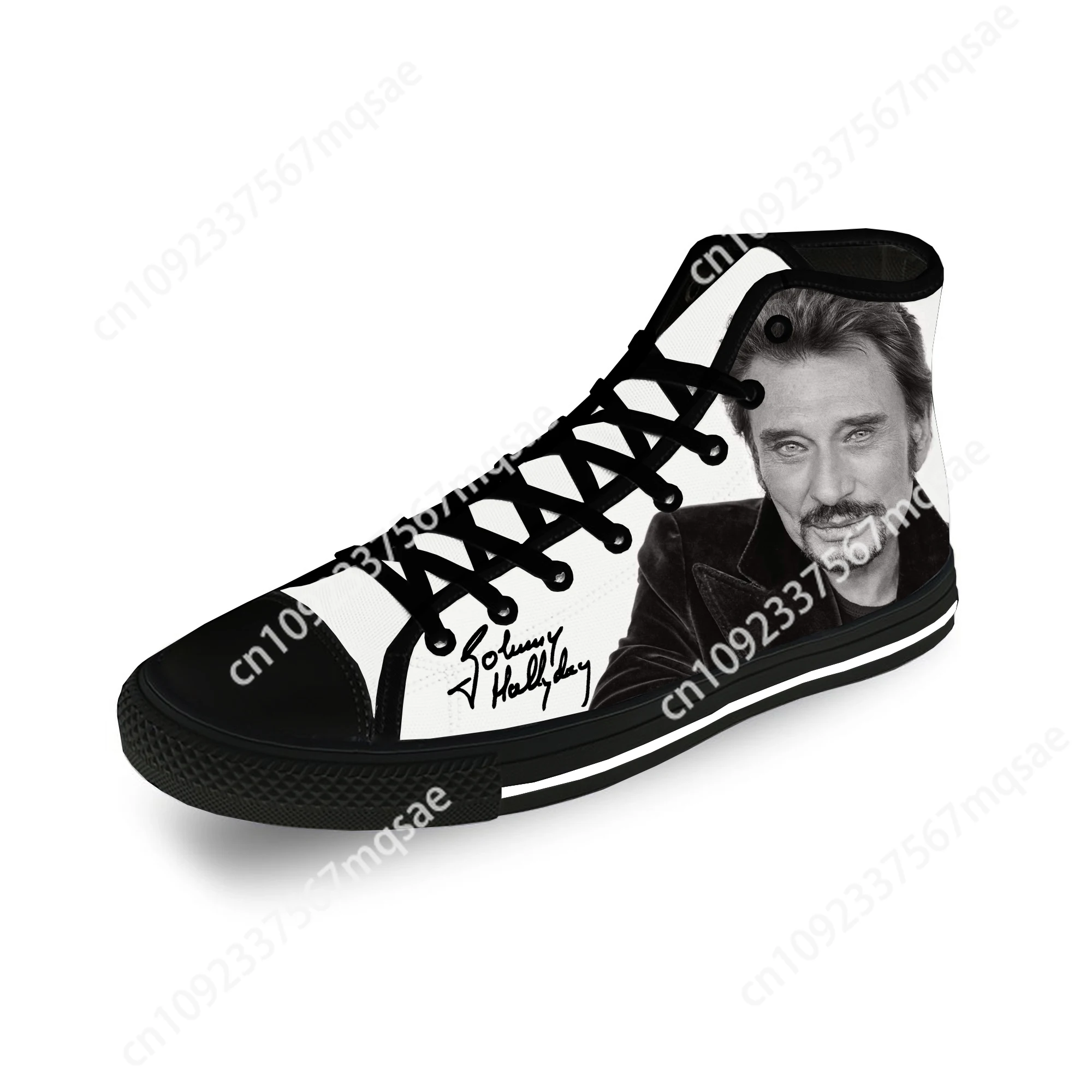 Frech Star Johnny Hallyday High Top Sneakers Mens Womens Teenager Casual Shoes Canvas Running Shoes 3D Print Lightweight shoe