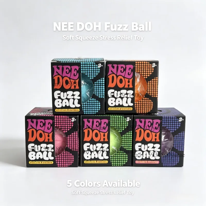 2026 New Model NeeDoh Fuzz Ball Wonder Waves Sensory Squeeze Toy Textured Stress Relief Fidget Ball for Adults Toy