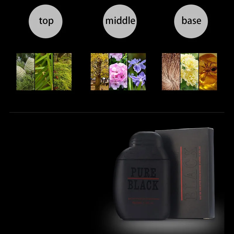 Pure Black Men's Perfume Lasting Fragrance Earth Cologne Refreshing Gentleman Light Perfume Woody Ocean Fragrance Charm 100ml