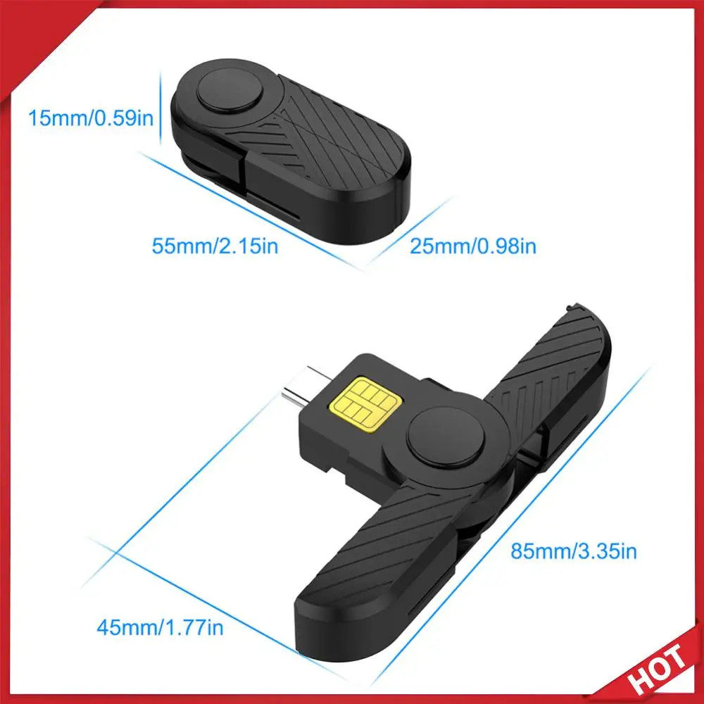 

Портативный USB-кардридер Type-C для смарт-карт, USB-считыватель Common Access CAC для SIM-карт, чипов, ID-карт и цифровых сертификатов для обеспечения безопасности